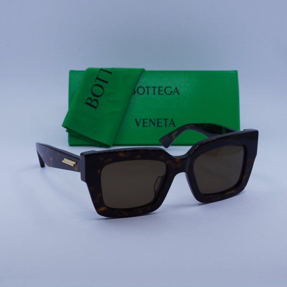 Bottega Veneta BV1212S 002 Square Sunglasses - Havana/Brown